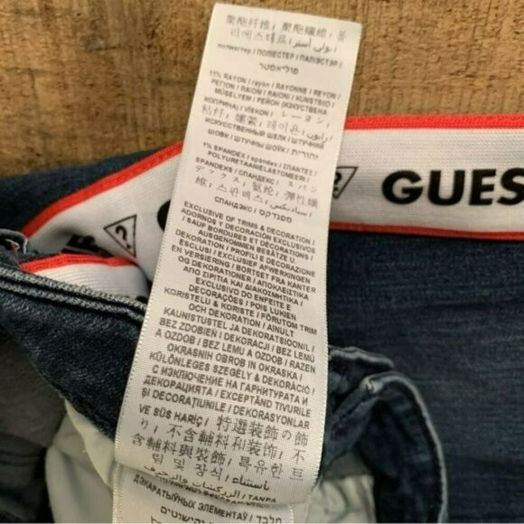 Guess denim jeans stripe with puffy logo print high rise skinny size 26 - Picture 12 of 13
